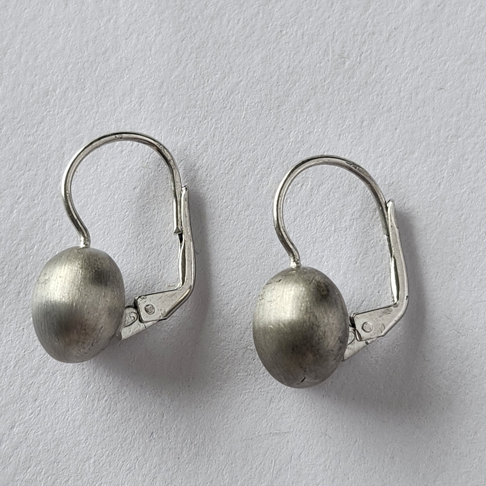 Minimalist Silver Dome Earrings with French Hook